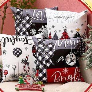 4 NEW Festive Christmas Pillow Set